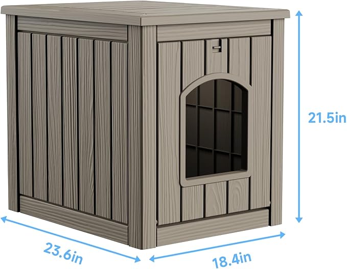 DRATO Outdoor Cat House - Weatherproof Resin Cat Igloo Shelter, Durable & Insulated, Easy Assembly Cat House for Garden, Patio, Backyard Use (Gray, 18.46 * 23.62 * 21.42)