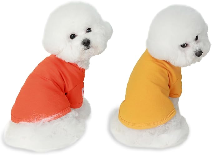 Koneseve Dog Shirts Breathable Cotton Dog Clothes Stretchy T-Shirt for Small Medium Large Dogs Cat Shirt Soft Puppy Outfit Kitten Apparel Pet Pullover Tee Blank Sweatshirt 2-Pack Yellow & Orange 3XL