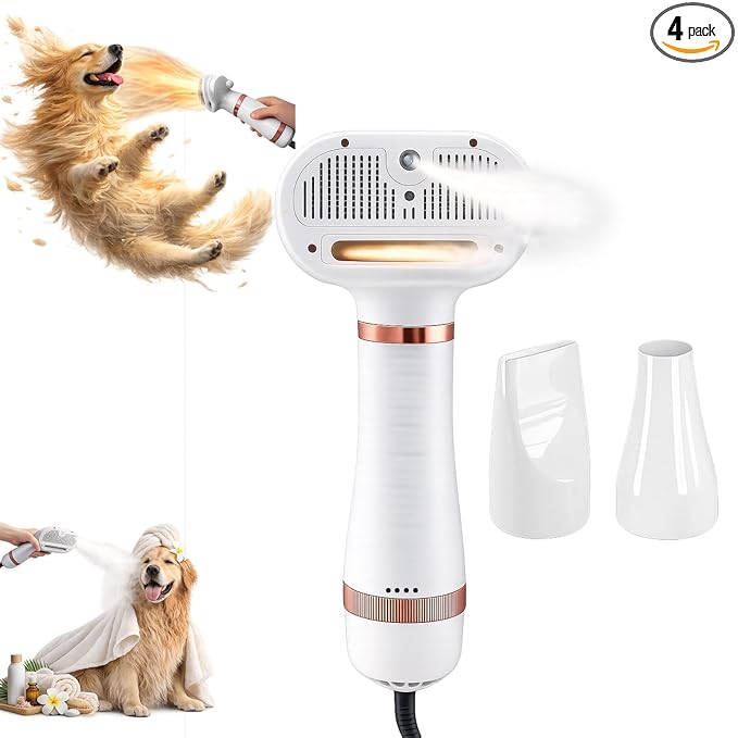 All-in-One Steam Pet Grooming Brush for Dogs & Cats, Soft Brushing with Drying & Deshedding, Calm Home Grooming Tool for Daily Use