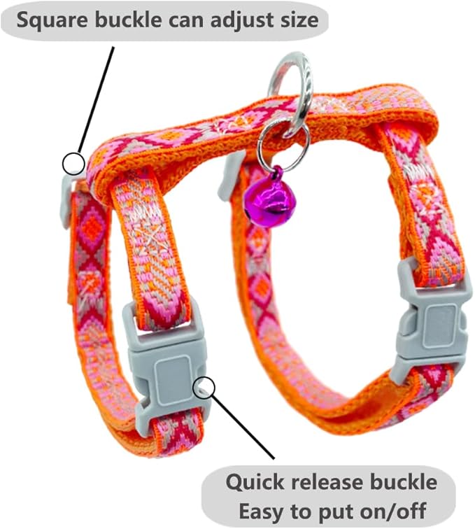 Freezx Cat Harness and Leash Set - Adjustable Escape Proof Cat Harness for Safe Walking - Lightweight Soft Travel Kitten Harness for Small Medium Cats