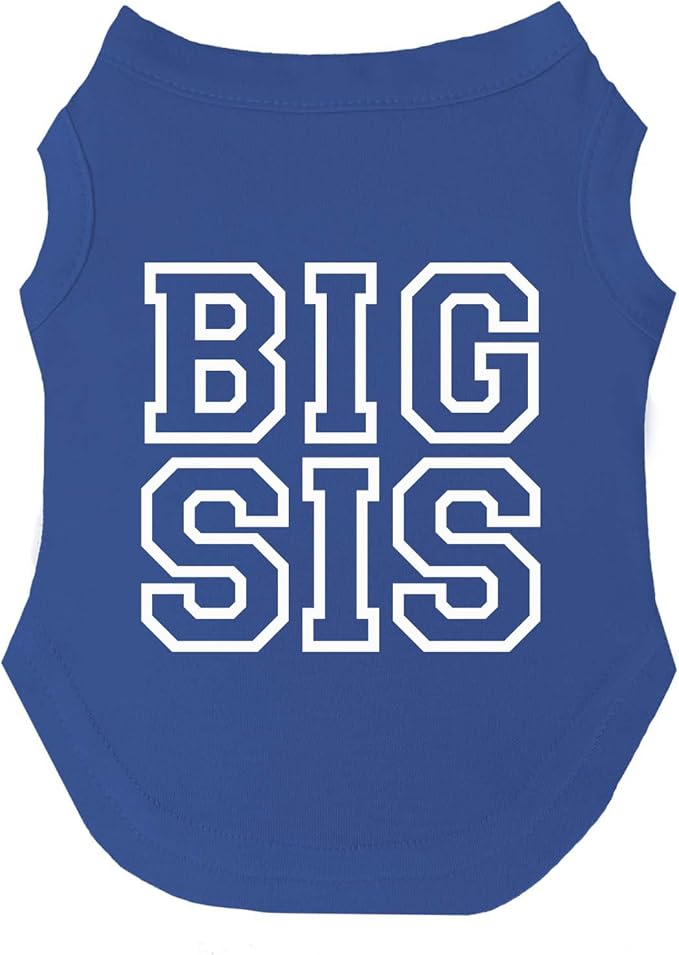 Big Sis Dog Tee Shirt | Sleeveless | Pregnancy Announcement | New Baby | Big Sister | Gender Reveal | Photoshoot (Royal Blue, 2X-Large 1066)