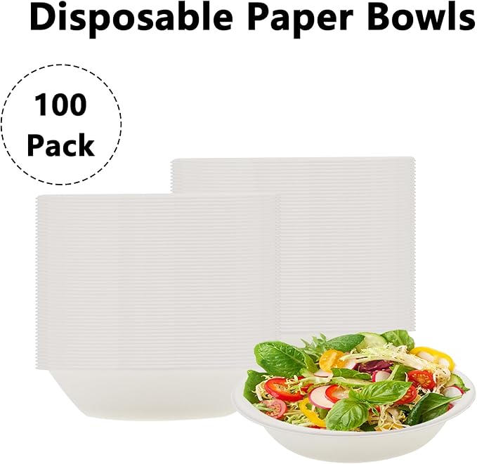 Round Disposable Pet Food Bowls,ULIFESTAR Compostable & Disposable Cat Food Bowl,Pet Disposable Feeding Bowls for Outdoor Small Animal Feeding and Watering Supplies (480ml/16.23oz White Round)