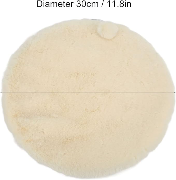 KANASI 1.6 Inch Round Faux Rabbit Fur Cat Bed, Replacement Pad for Pet Sleeping Mats for Windowsills Cages Kennels and Furniture (Cheese White)