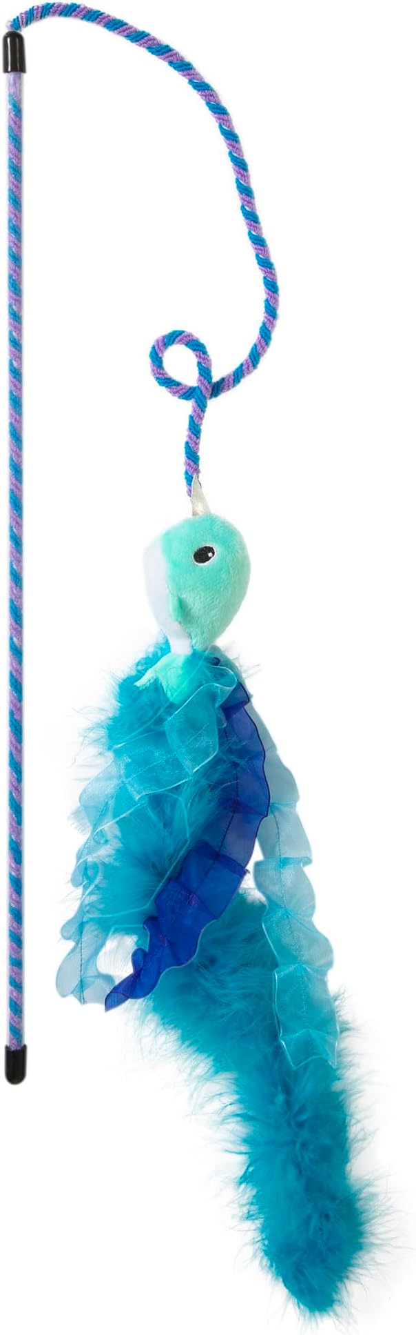 Nifty Narwhal Feather Cat Wand Toy, String Toy, Interactive Cat Toys with Catnip, Enrichment for Indoor Cats and Kittens
