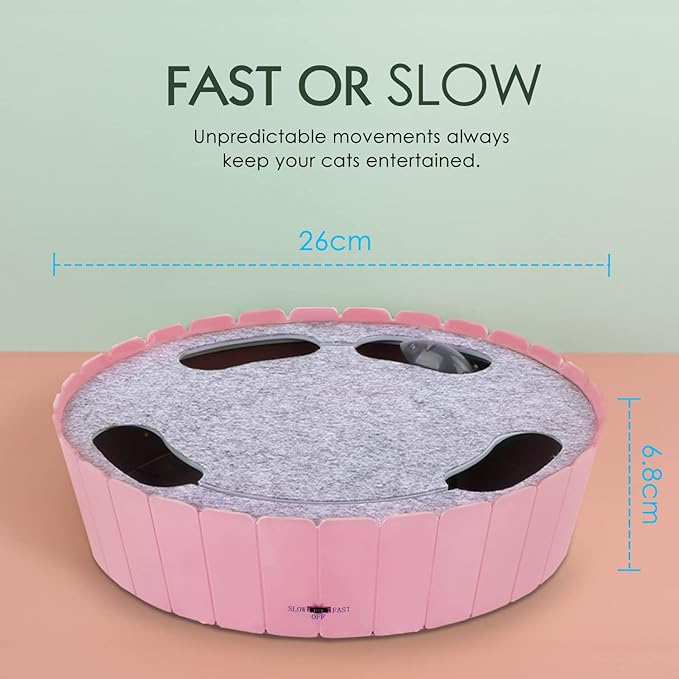 Pawaboo Interactive Cat Toy with Moving Mouse, Electronic Motion Pop and Play Hide Seek Cat Toys, Automatic Teaser Cats Toys Interactive for Indoor Cats Play, Pink