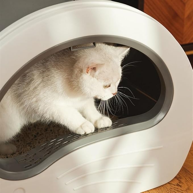 Pet Supplies, Enclosed Cat Litter Box Large, Splash-Proof Control with Scoop & Drawer(Brown)