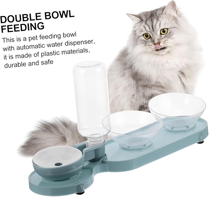 Automatic Pet Feeder Tilt Bowls and Water Bottle Food-Grade Dual-use Design for Cats Easy to Capacity