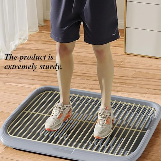 Dog Potty Tray Indoor Pet Pee Pad Holder for Small & Medium Dogs, Puppy Training Pad Holder, Pet Toilet Litter Box, Dog Bathroom Tray, Housebreaking Potty Supplies 17.72''LX12.99''WX1.97''H(Black)