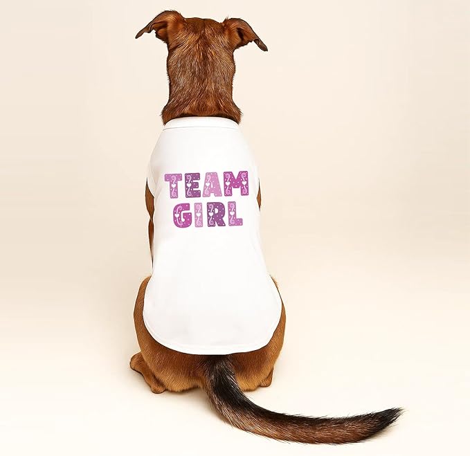 Team Girl Dog Tee Shirt | Sleeveless Breeds | Gender Reveal | Baby Announcement | Boy or Girl |White, X-Small 1517