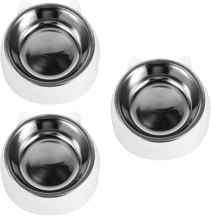 3sets Cat Feeding Watering Supplies Elevated Cat Bowls Accessories Pet Eating Bowl Microwave Dishwasher Safe