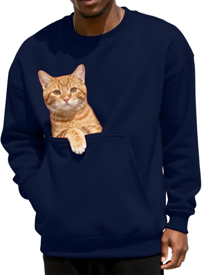 Pet Pouch Sweatshirt Men Kangaroo Pocket Pullover Puppy Cat Care Shirt Dog Carrier Top Animal Holder Crewneck Unisex