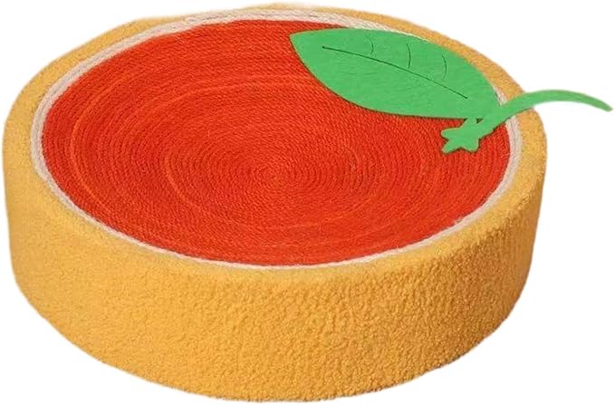 Sisal Round Cat Scratching Board Scratcher Bowl for Indoor Cats Wear Resistant Fruit Scratch Board for Kitty Kitten- Orange