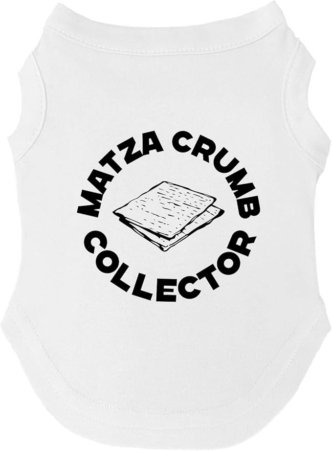 Matza Crumb Collector Dog Tee Shirt | Sleeveless | Sizes for All Ages and Breeds | Passover Jewish Holiday | Funny Protoshoot Prop |White, 6X-Large (1246)