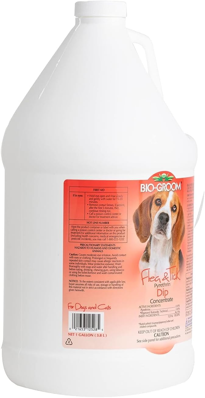 Bio-Groom Flea & Tick Dog Concentrate - Flea and Tick Prevention for Dogs & Cats, Pyrethrin Treatment, Cruelty-Free, Made in USA, Natural Insect Repellent, Pyrethrin Insecticide - 1 Gallon