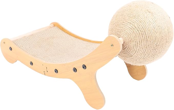 Focket Cat Scratcher Bed, Spacious Design for Large Cats Sisal Construction Protects Furniture, Cat Hammock with Toy Ball for Anxiety Relief Indoor Use