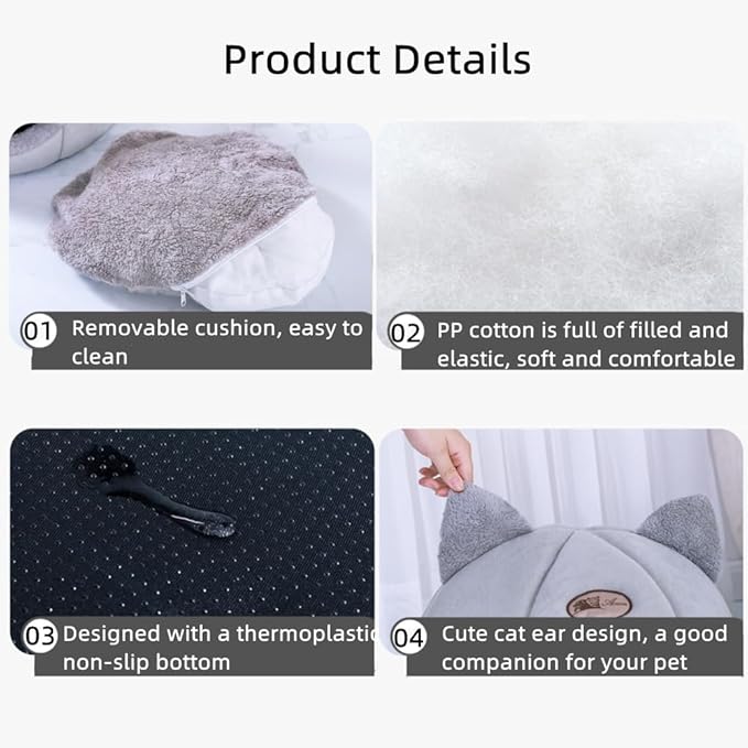 Cat Beds for Indoor Cats, Cozy Cat Cave Bed Dog House Cats Tent with Removable Cushion Pillow, Soft Warm Pet House Puppy Bed, Cute Pet Nest for Kitten Small Dog (Pink, XL-15.75x15.75x15.75 Inches)