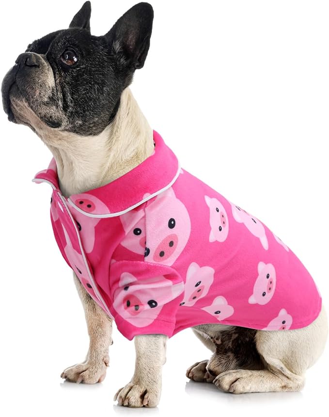 CuteBone Two-Leg Velvet Pet Pajamas Girl Dog Clothes - Soft, Cozy, and Stretchy Boy Pjs for Small, Medium Dogs and Cats Winter Sleepwear Apparel LTP02L