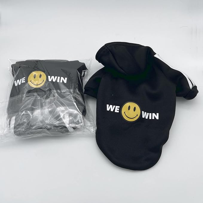 Cute Dog Hoodie Sweater Pullover Tracksuit Jacket Winter Cold Weather Coat Clothes Clothing 2-Legs Black for Cat Puppy Small Medium Big All Type Dogs (XX-Small)