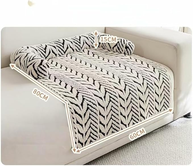 Calming Dog Bed Mats,Dog Couch Bed with Bolster, Dog Bed & Cat Bed for Sofa, Soft cat Couch Mat, Anti-Slip Furniture Protector Cover, Washable，for Small Dogs and Cats