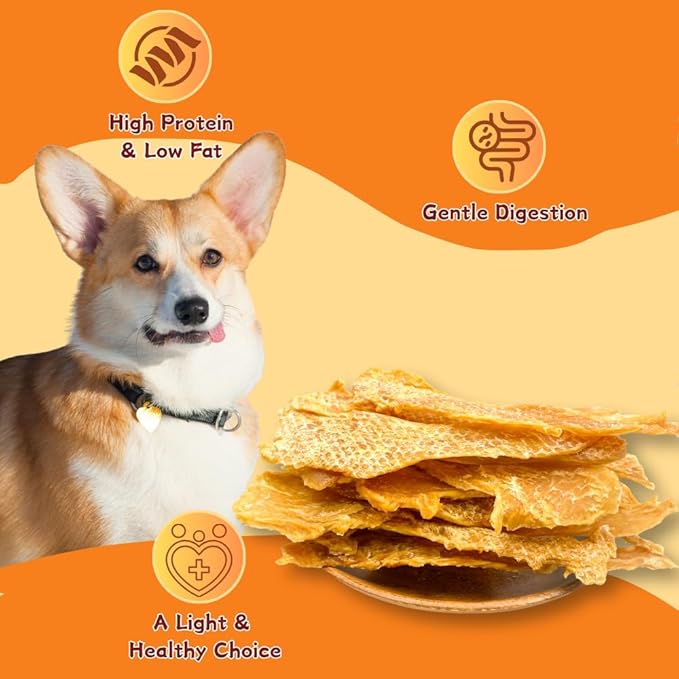 Air-Dried Chicken Jerky Dog Treats, High-Protein & Grain-Free Tender Snacks, All Natural Single Ingredient Training Reward for All Dogs, 5.29 Ounce (3 Pack x 5.29 Ounce(Pack of 3),Chicken)