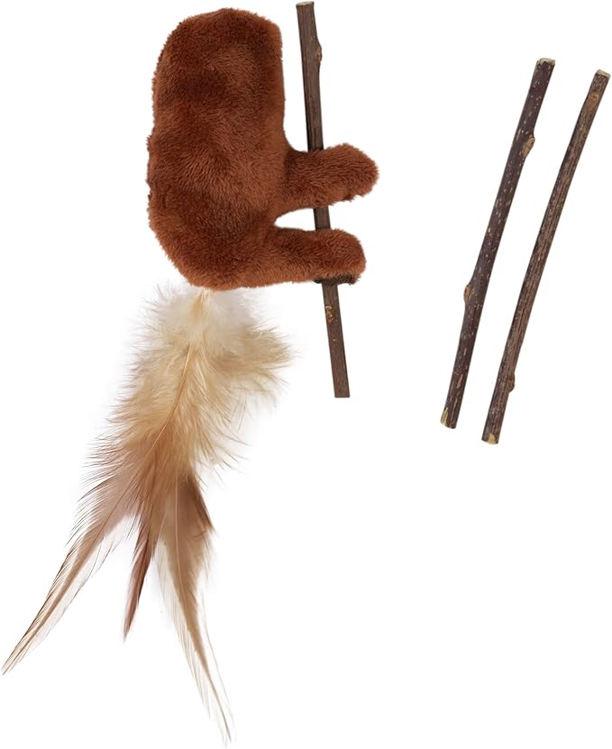 Mad Cat Sloth with Sticks Catnip & Silverine Soft Feather Plush Cat Toy, Pack of 4