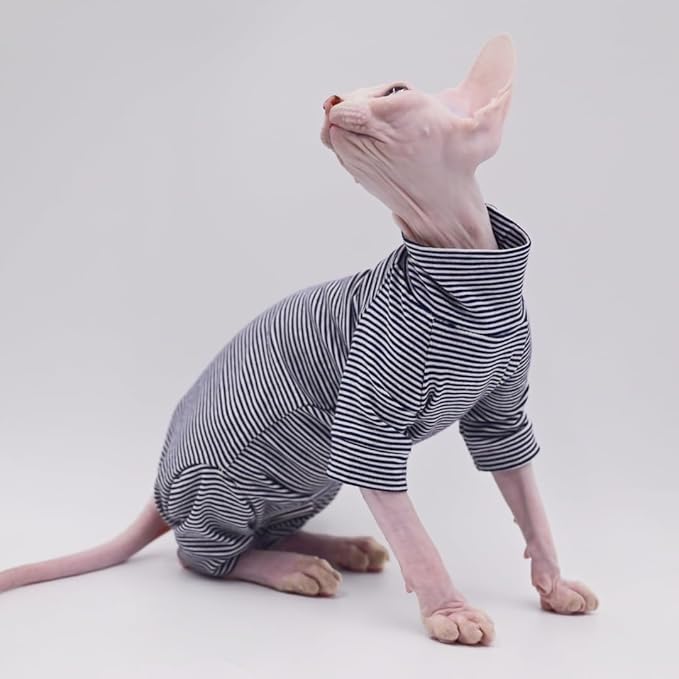 Sphynx Cat Clothes 4 Legs Pure Cotton Comfortable Stretch Hairless Cat Clothes, Devon Clothes, Kornish Clothes and Small Cats (XX-Large)