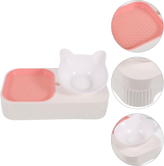 Veemoon Multi-Functional Cat Grass Planter and Pet Feeder Bowl with Watering Dish, Pink Kitten Food and Drinking Station for Indoor Cats