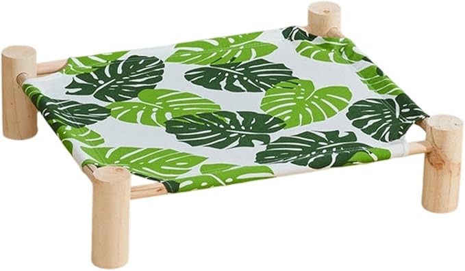 Raised Cat Bed - Wooden Dog Elevated Indoor Outdoor Bed, Cat and Dog Hammock Cot, Removable Sleeping Furniture for Home Living Room Apartment Dorm Outdoor Patio Balcony Porch Corner