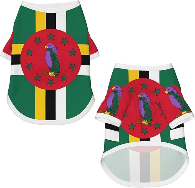 Dominica Flag Dog Shirt Pet Cotton T-Shirt Soft Breathable Dog Clothes Stretchy Puppy Outfit Doggy Tank Top Funny Outdoor Apparel Daily Wear for Small Medium Dogs Cats Green Medium