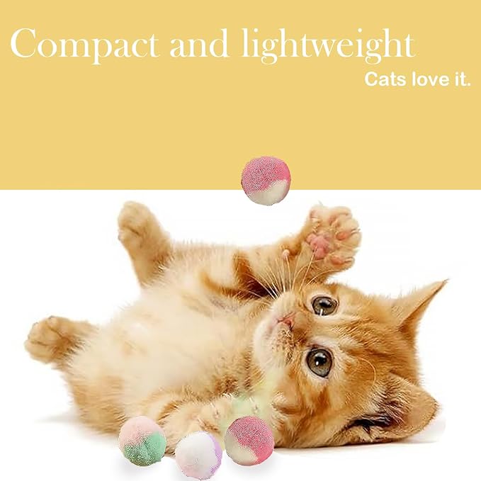 50pcs 1.2 Inch Cat Toy Balls - Soft Pom Pom Balls Bulk Plush Interactive Kitten Toys for Indoor Cats, Craft DIY Assorted Colors, Durable Pet Play & Training Toys