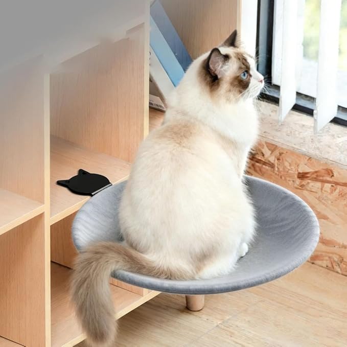 Adjustable Cat Desk Bed,Cats Hammock with Steel Clamp,Removable Faux Rabbit Plush Cover,Modern Indoor Cat Nest Furniture,Washable Hanging Cats Bed for Office Desks and Game Tables (Gray1)