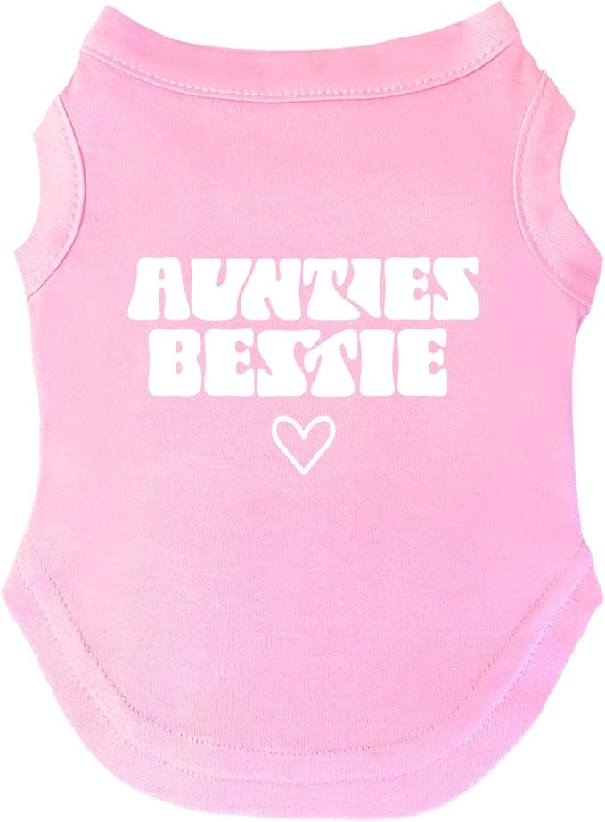 Aunties Bestie Dog Tee Shirt | Sleeveless Breeds | Mother's Day | Aunt Gift | Best Auntie & Sister | Valentine's Day |Baby Pink, 3X-Large 1360