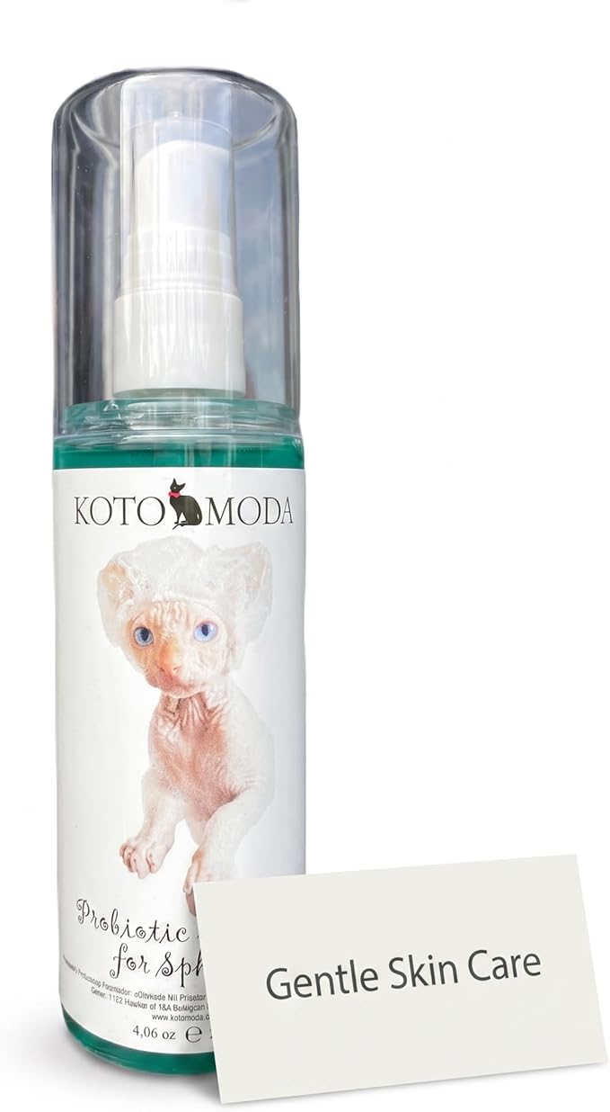Probiotic Shampoo for Sphynx Cats, Gentle Unscented Cleanser for Hairless and Short-Hair Breeds, pH Balanced Moisturizing Formula for Sensitive Skin, 4.06 fl oz / 120 ml