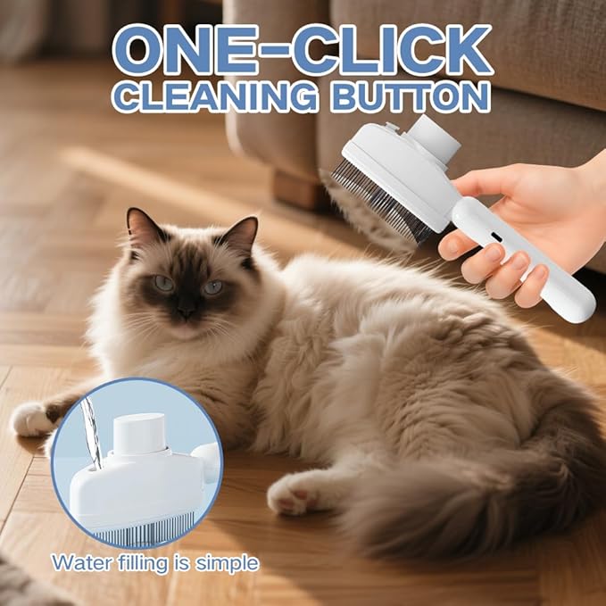 Cat Steam Brush with Refillable Liquid Tank, Electric Spray Pet Grooming Comb, Rechargeable Hair Remover for Tangled Hair, Gentle Massage & Self-Cleaning, Ideal for All Coat Types