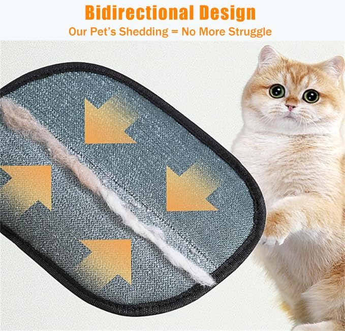 2-Pack Electrostatic Pet Hair Remover Gloves - Reusable Dog & Cat Grooming Mittens for Furniture, Carpet & Auto Upholstery - 5-Finger Design for All-Around Fur Cleaning