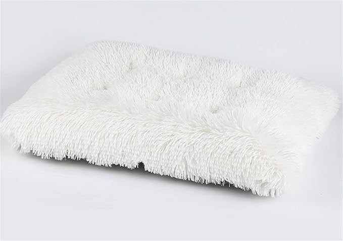 Long Plush Calming Pet Bed Cuddler Pet Bed for Dogs and Cats Fluffy Faux Fur Dog Bed with Anti Slip Bottom Machine Washable Pet Sleep Bed Crate Mat White XL