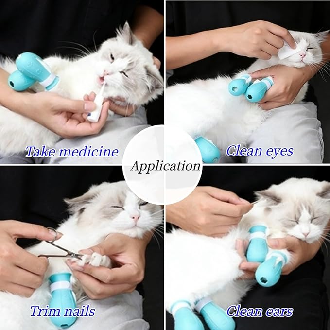 ITODA 4PCS Silicone Cat Shoes Anti Scratch Cat Paw Protector Shoes Adjustable Pet Boots for Bathing Grooming Treatment
