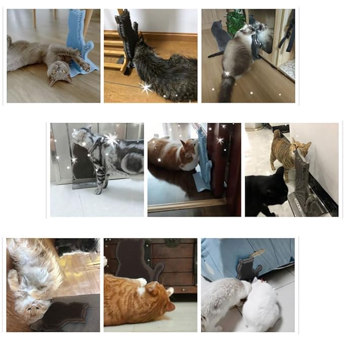 Cat Corner Self Groomer Brush with Catnip - Soft Wall Scratcher and Grooming Brushes - Pet Self Massage Combs for Indoor Cats