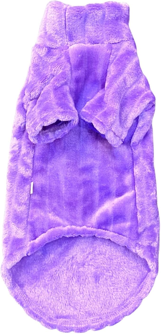 Turtleneck Sweater for Sphynx Cat Soft Coral Fleece Cat Clothes Thick Winter Warm Outfit Coat for Hairless Cats and Small Dogs Apparel with Sleeves (Purple, L (7-8.5 lbs))
