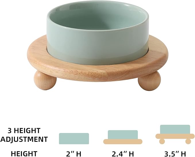 Havniva Raised Cat Bowls Water Bowl 5.1” Elevated Ceramic Cat Food and Water Bowl Whisker Friendly Pet Food Bowls for Indoor Cats, Wide Cat Water Dish Prevent Whisker Fatigue Non Slip Cat Feeder