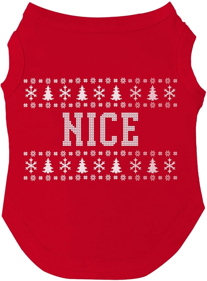 Nice Ugly Sweater Dog Tee Shirt | Sleeveless Breeds | Christmas | Holiday Season | Winter Wonderland | Gift |Red, 4X-Large 975
