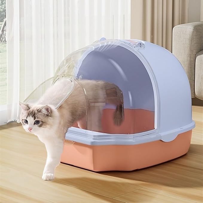 Pet Supplies, Enclosed Cat Litter Box with Door Flap & Handle, Anti-Splash Toilet(Yellow)