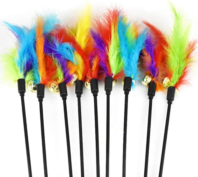 Cat Toys, Cat Toy Wand with Bells Cats Interactive Teaser Toy Teaser Wand for Cats Kittens