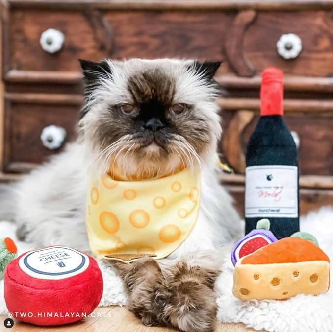 munchiecat Organic Catnip Wine and Cheese Toy Set with Figs & Olives (7-pc Wine Deluxe) Feline Enrichment Toys for Cats, Kittens, Durable design for play, USA made