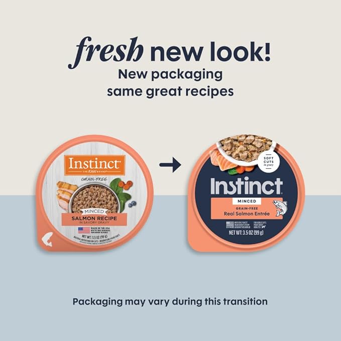 Instinct Original Minced Natural Wet Cat Food, Grain Free Recipe - Real Salmon, 3.5 oz. Cups (Pack of 12)