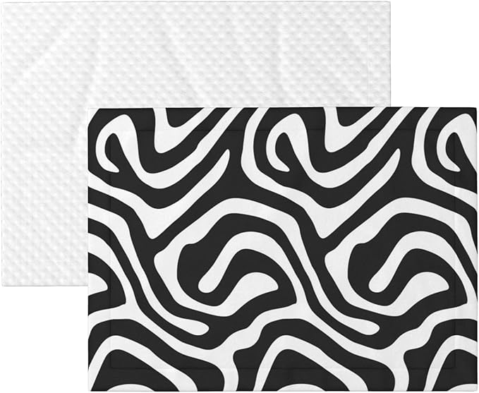 Cat Dog Blanket Psychedelic Black White Swirl Wavy Abstract Lines Ultra Soft Warming Mat for Indoor Pet Beds Furniture 27.6 X 19.7inch