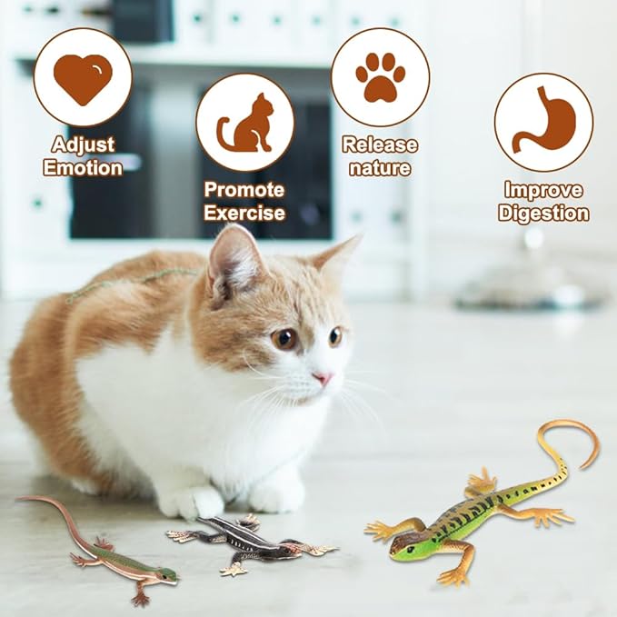 MiOYOOW Cat Funny Toy, 4PCS Lizards Shape Cat Chew Toy Kitten Interactive Toys for Indoor Cats Kittens Halloween Christmas