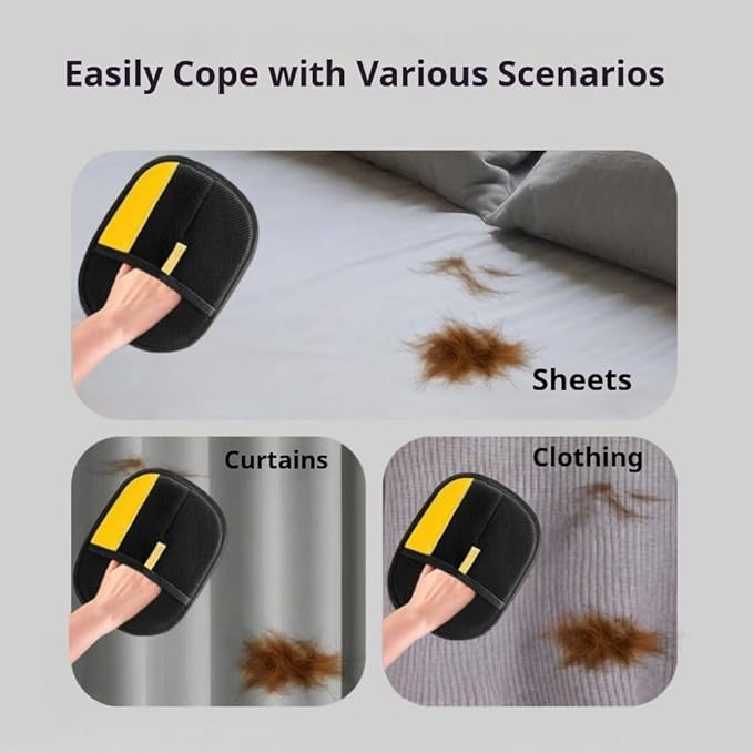 Electrostatic Pet Hair Removal Gloves for Cats & Dogs Newly Upgraded Magic Brush Cat Hair Remover Quick Wiping - Reusable & Washable Pet Hair Remover Tool for Clothing, Couch, Carpet, Car Seat