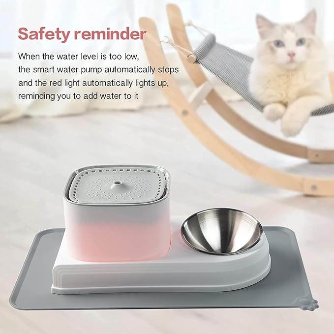 Cat Drinking Fountain & Food Bowl 3L/Automatic Pet Fountain Dog Water Fountain Ultra Quiet Pump LED Light for Dog, Cat Feeding & Watering Supplies
