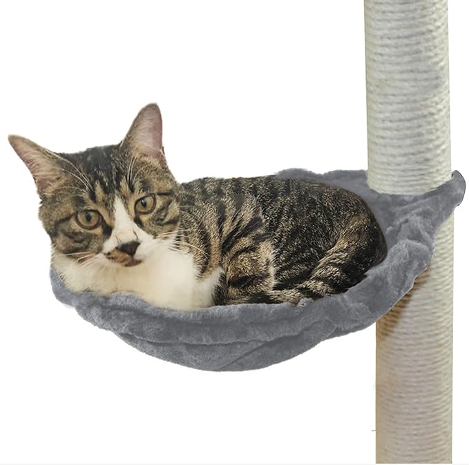 SHENGOCASE 13" Grey Basket Lounger Hammock Bed for Cat Tree Tower Replacement, 5-Pack Hanging Toys with Elastic Strings, Cat Tree Accessories Hammock Attachment (Grey)